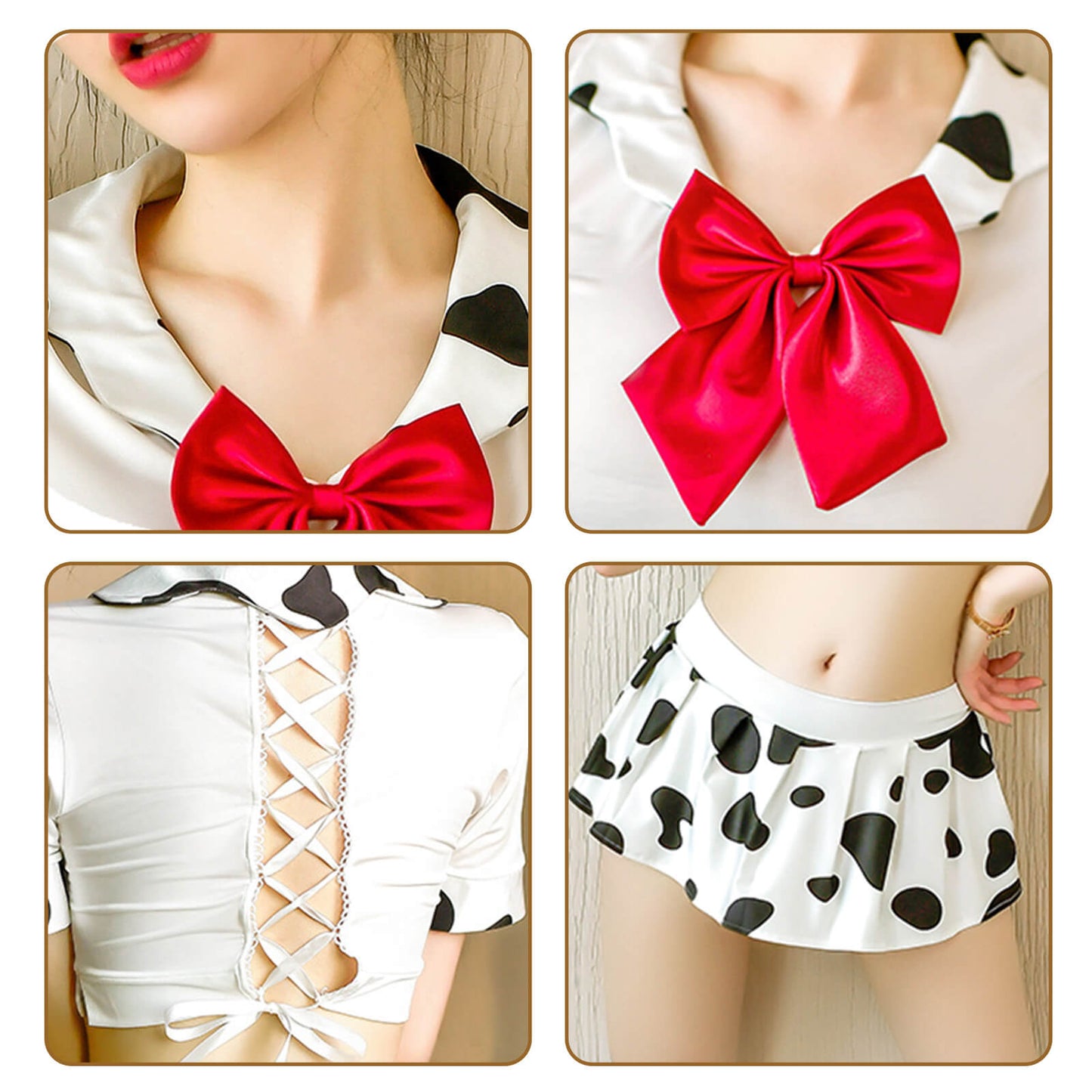 Kawaii Cow Print Schoolgirl Lingerie
