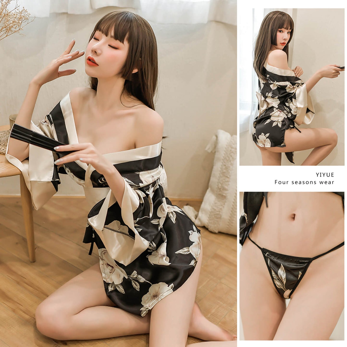 Floral Print Yukata Cosplay Costume