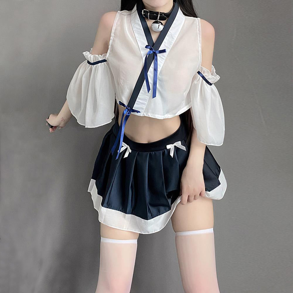 Vintage Transparent Lingerie Set: Sensual Japanese Kimono Maiden