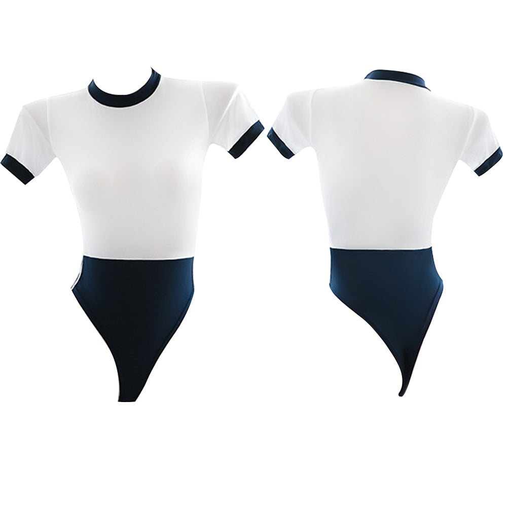 Sporty Two Tone Schoolgirl Bodysuit