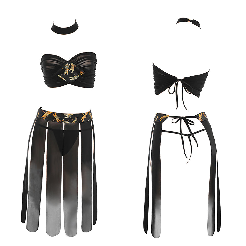 Vintage Chinese Sheer Mesh Bandeau Set