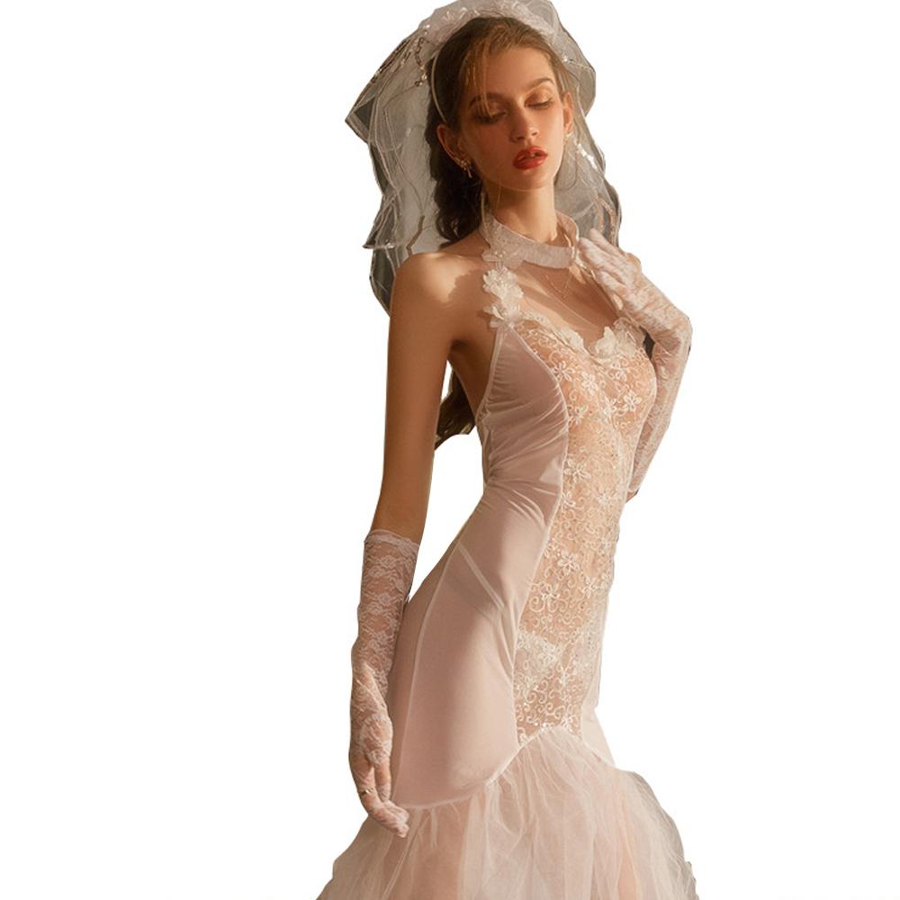 Irresistible Bride Lace Nightgown Costume