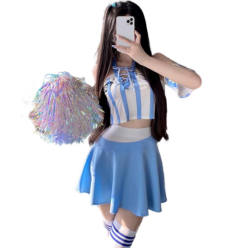 Lace-Up V-Neck Cheerleader Costume for Adult Cosplay