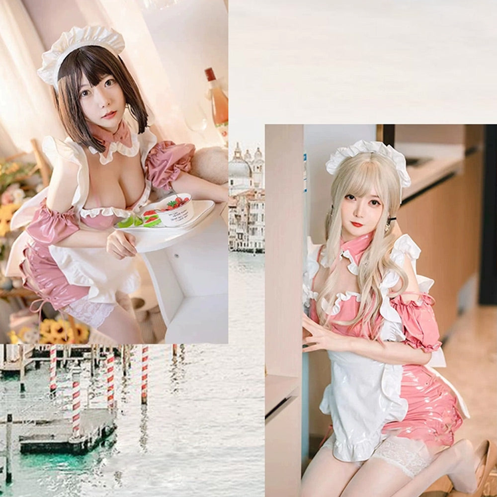Pink Lolita Japanese Anime Maid Outfit