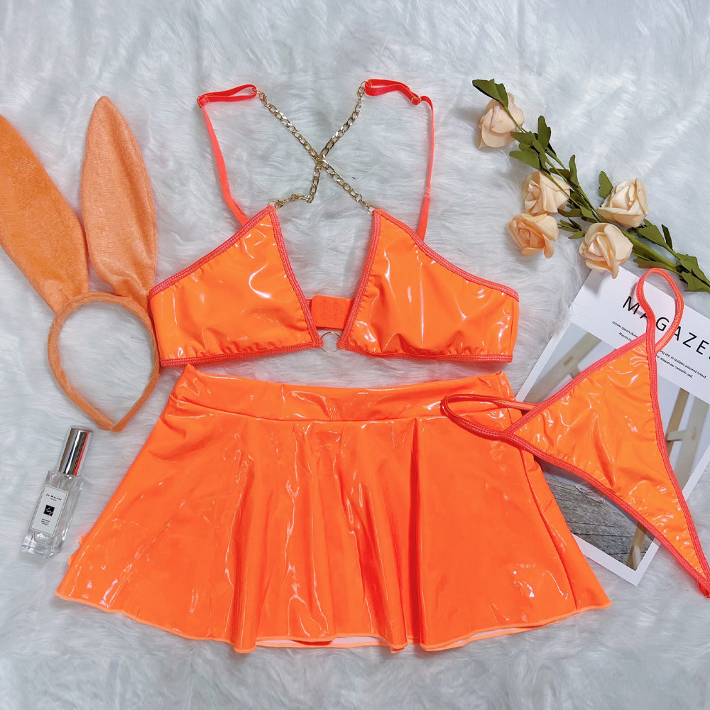 Bunny Cosplay Latex Bikini Outfit