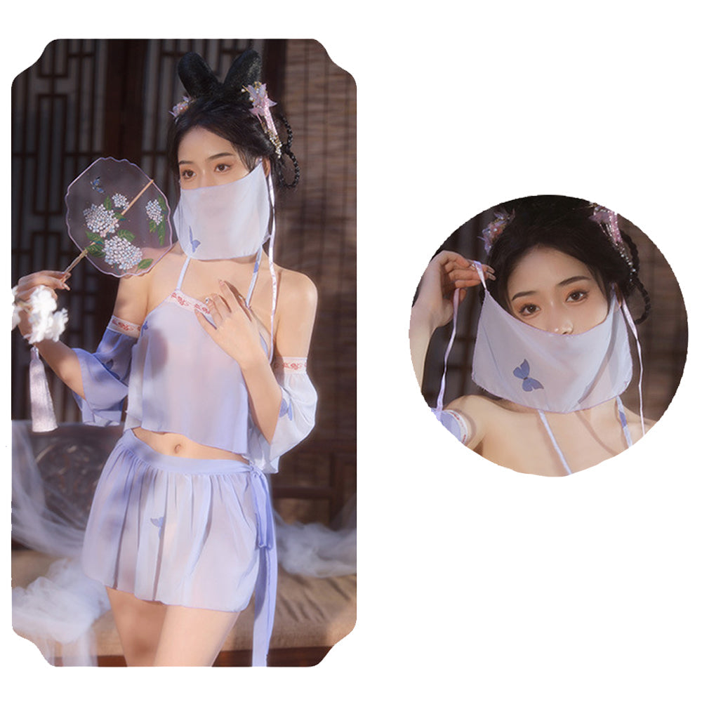 Purple Chinese Elf Costume Chiffon Crop