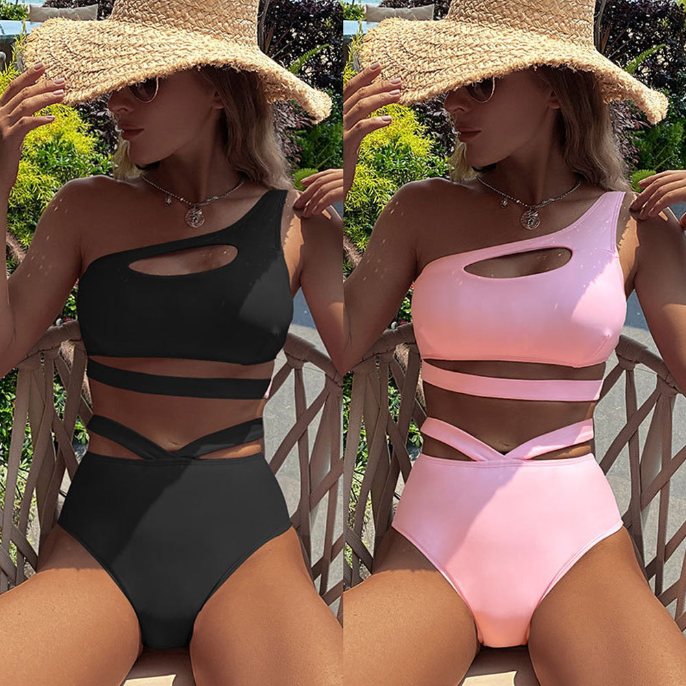 One-Shoulder Cut Out Bikini Set