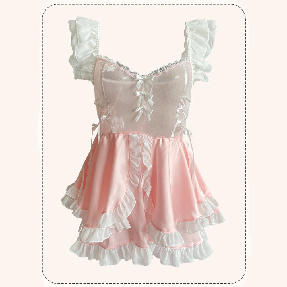 Pink Lolita Maid Lingerie Dress