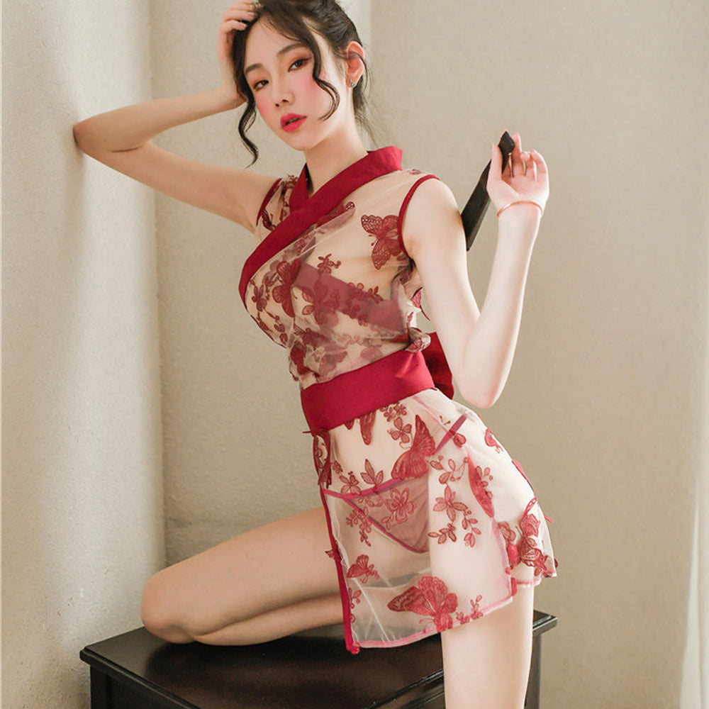 Amorino Sensual Sheer Kimono Robe