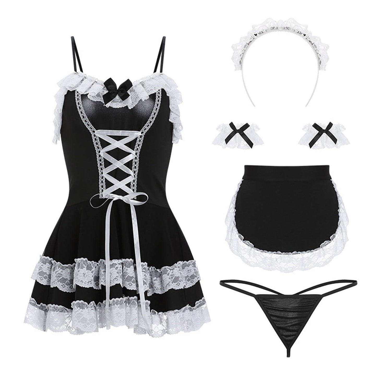 Irresistible French Maid Costume with Lace Trim