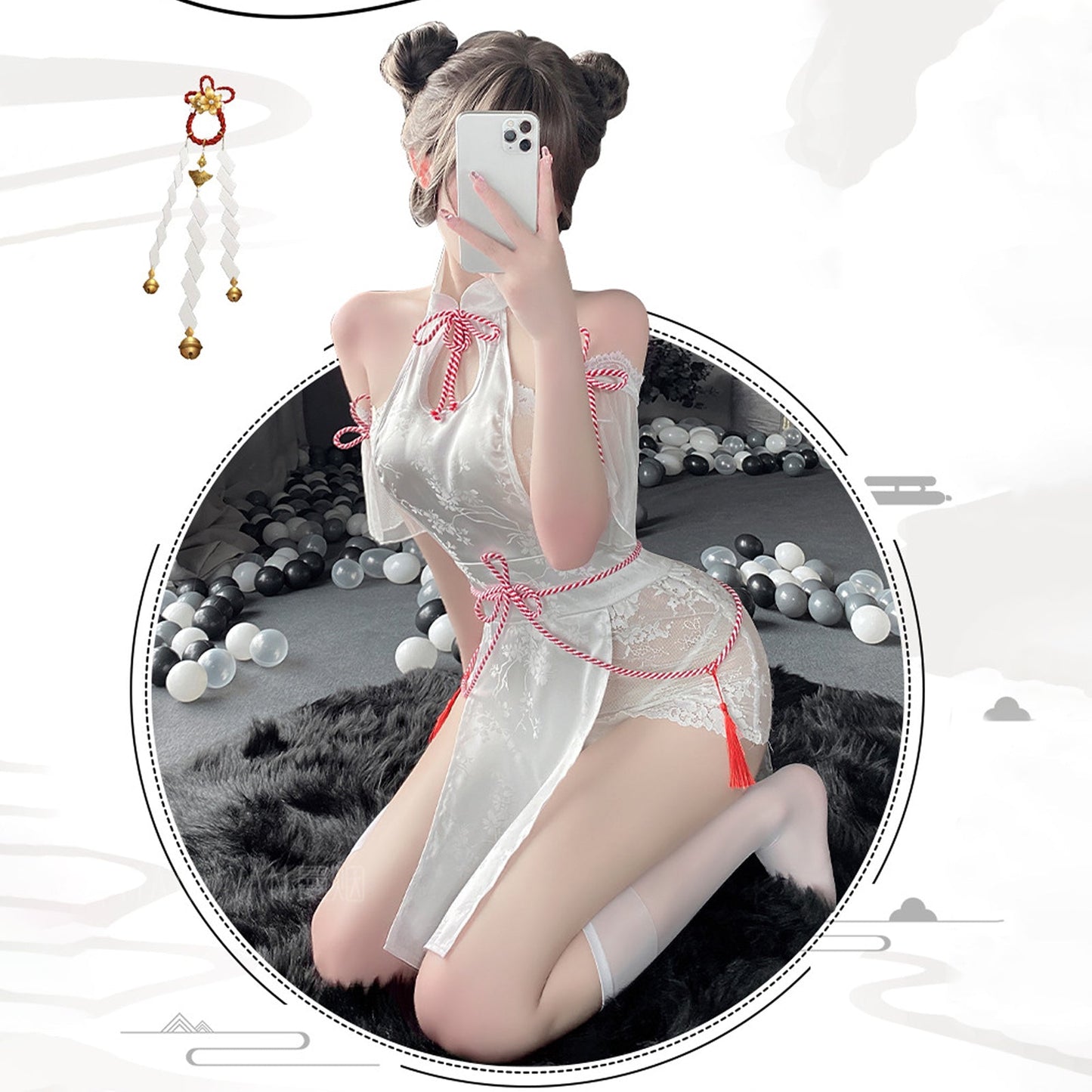 Chinese Style White Lace Cosplay