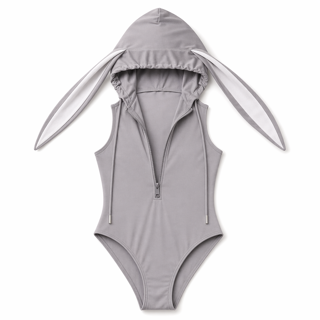 Backless Bunny Girl Bodysuit: Irresistible Women's Costume Grey