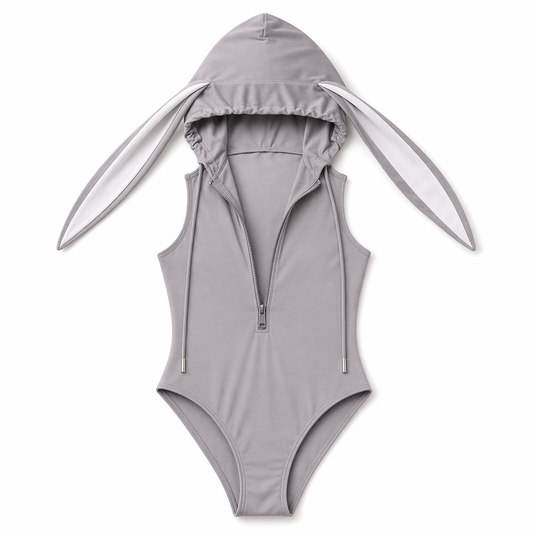 Backless Bunny Girl Bodysuit: Irresistible Women's Costume Grey