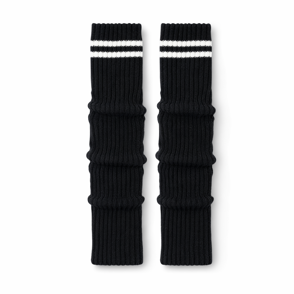 Rib Knit Schoolgirl Striped Knee Highs Striped Black