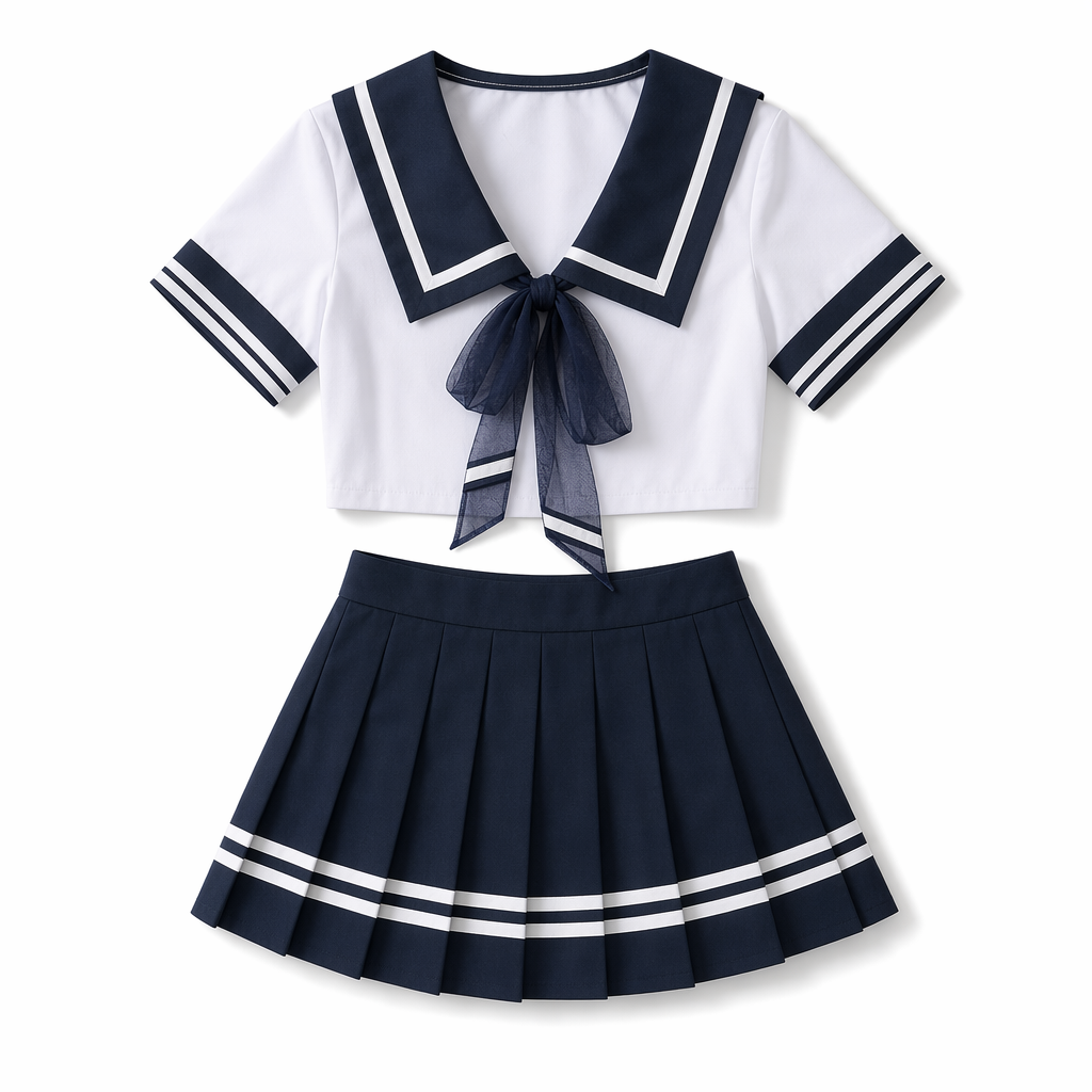Japanese Schoolgirl Cosplay Outfit:  Crop Top & Skirt M
