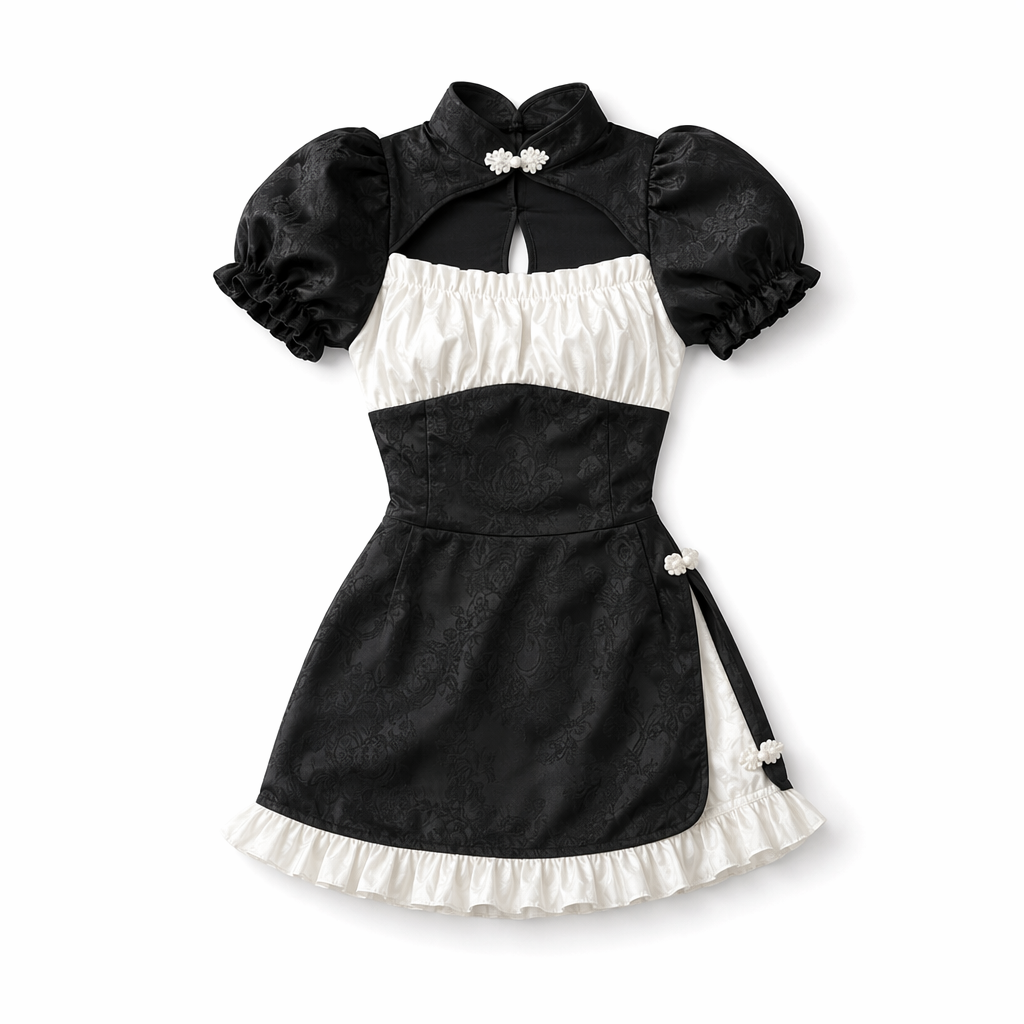 Chinese Cheongsam Dress - Irresistible Lolita Anime Costume Black