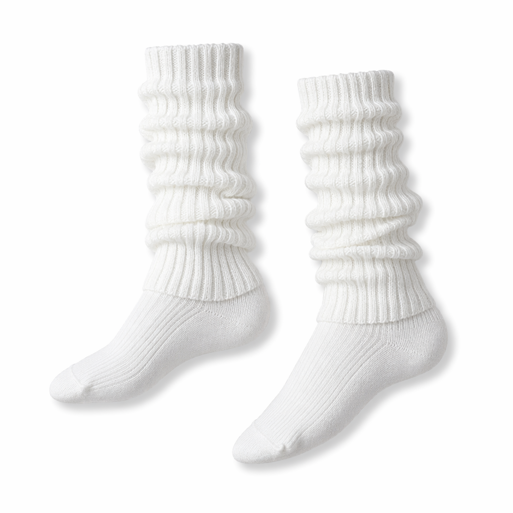 Rib Knit Schoolgirl Striped Knee Highs White