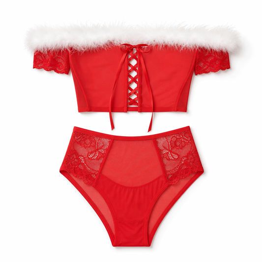 Santa Costume - Sultry Mesh Outfit Red