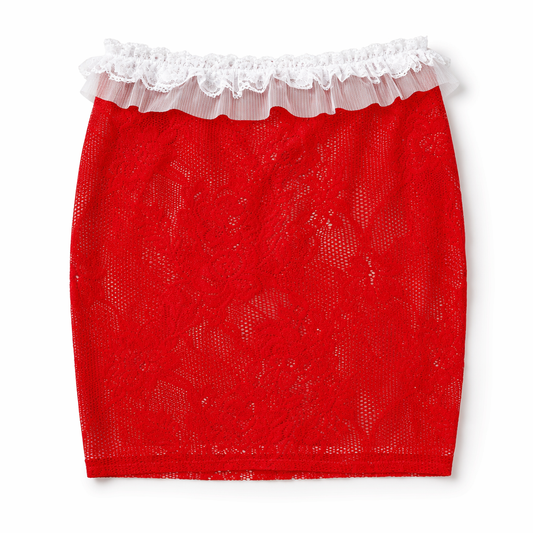 Red Lace Xmas Skirt Red