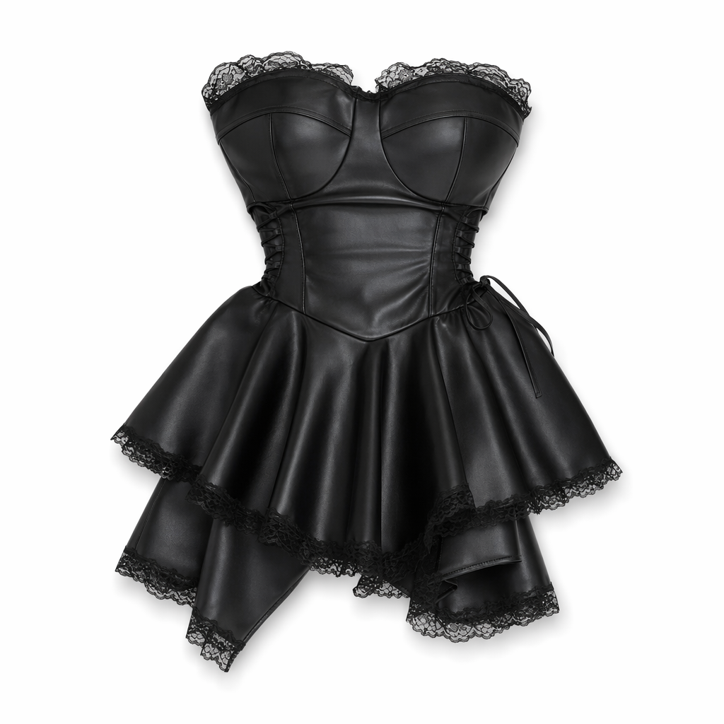 Amorino Black Strapless Latex Dress: Irresistible & Chic Black