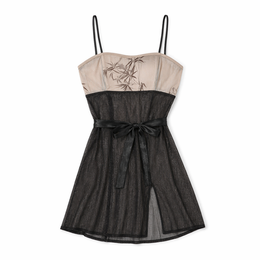 Vintage Mesh Sleepwear Nightgown Black