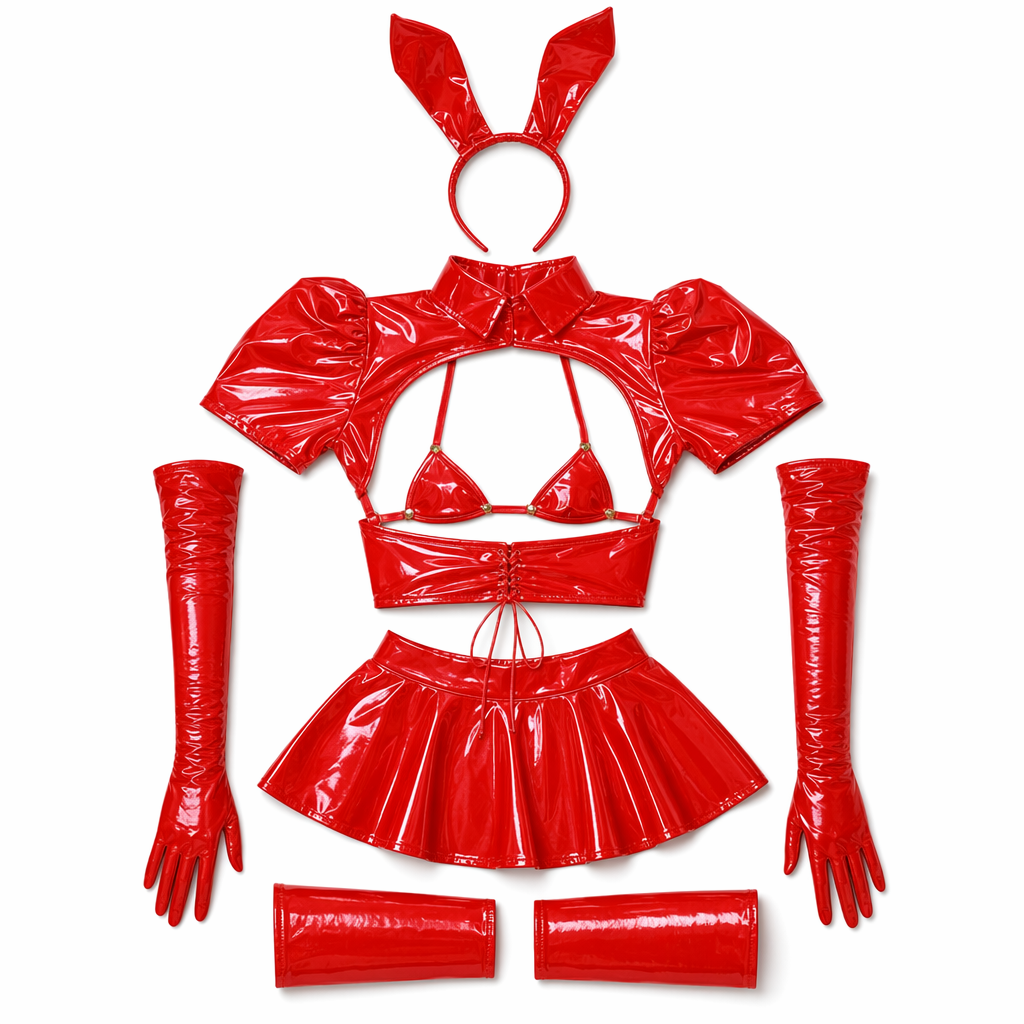 Bunny Leather Cosplay Outfit Red Costume