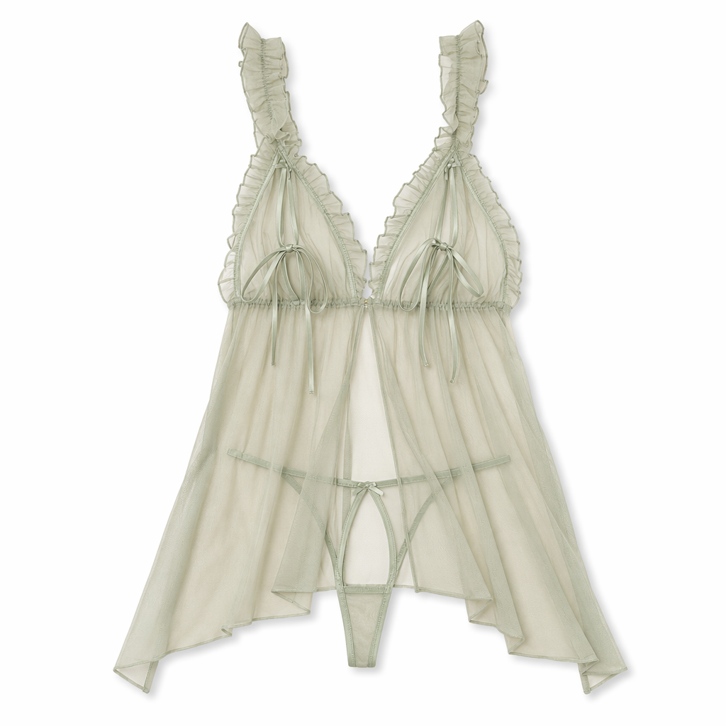 Mesh Peek-A-Boo Cami Green