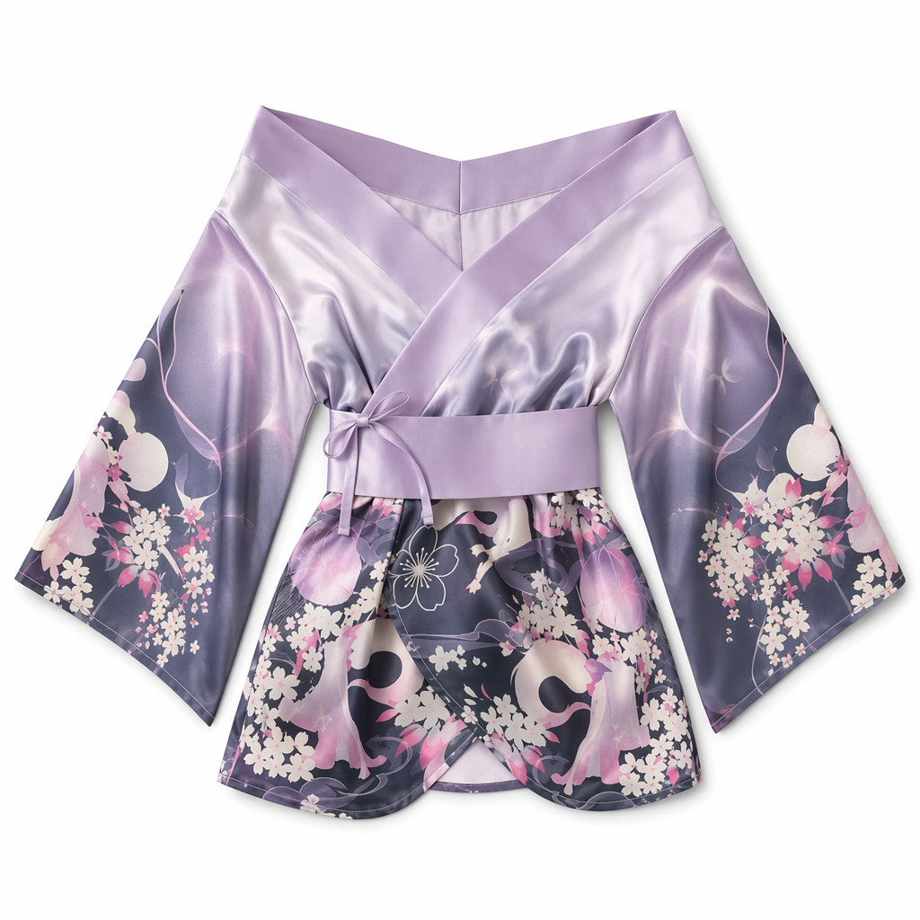 Amorino Floral Kimono Dress Geisha Costume Purple