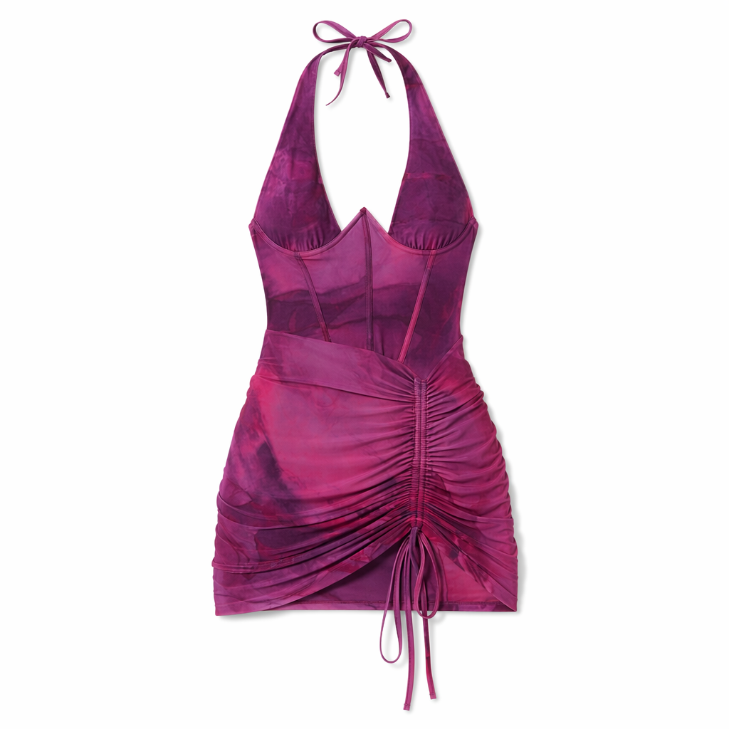 Amorino Halter Mini Corset Dress Purple