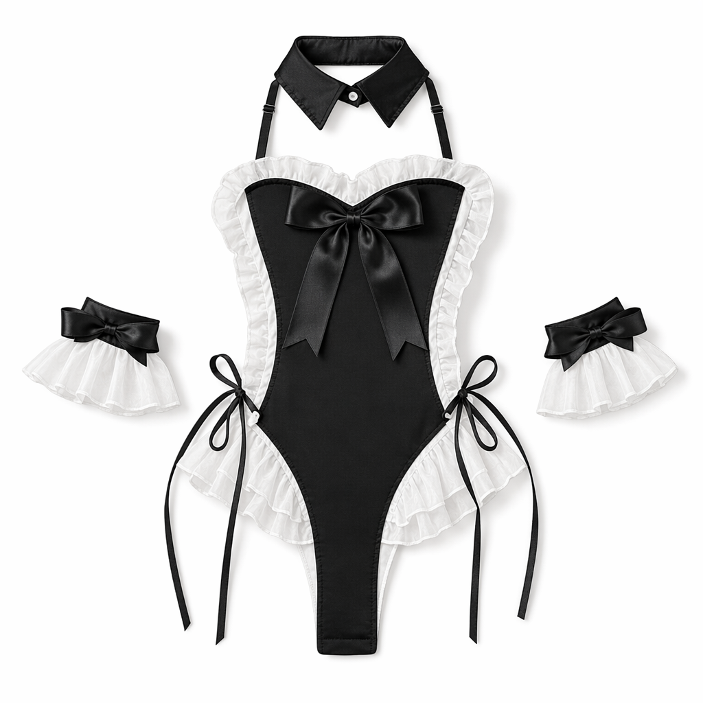 Cuddly Cat Cosplay Bodysuit Black
