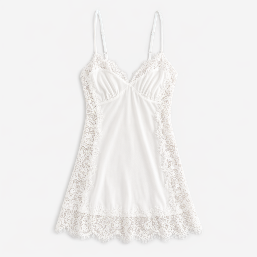 Amorino  Lace Backless Nightgown White