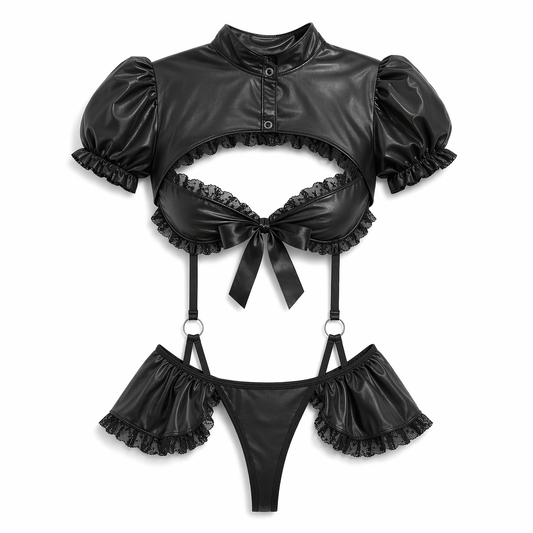 Black Patent Leather Irresistible Jumpsuit Black