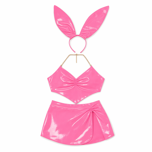 Bunny Cosplay Latex Outfit Pink