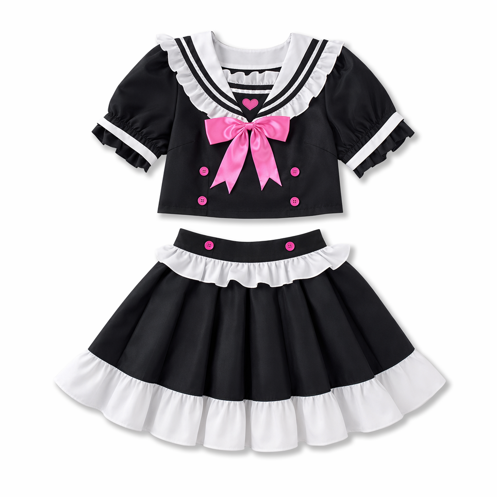 Lolita Maid Cosplay Costume Set Black