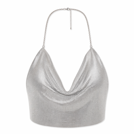 Backless Halter Neck Cami Silver