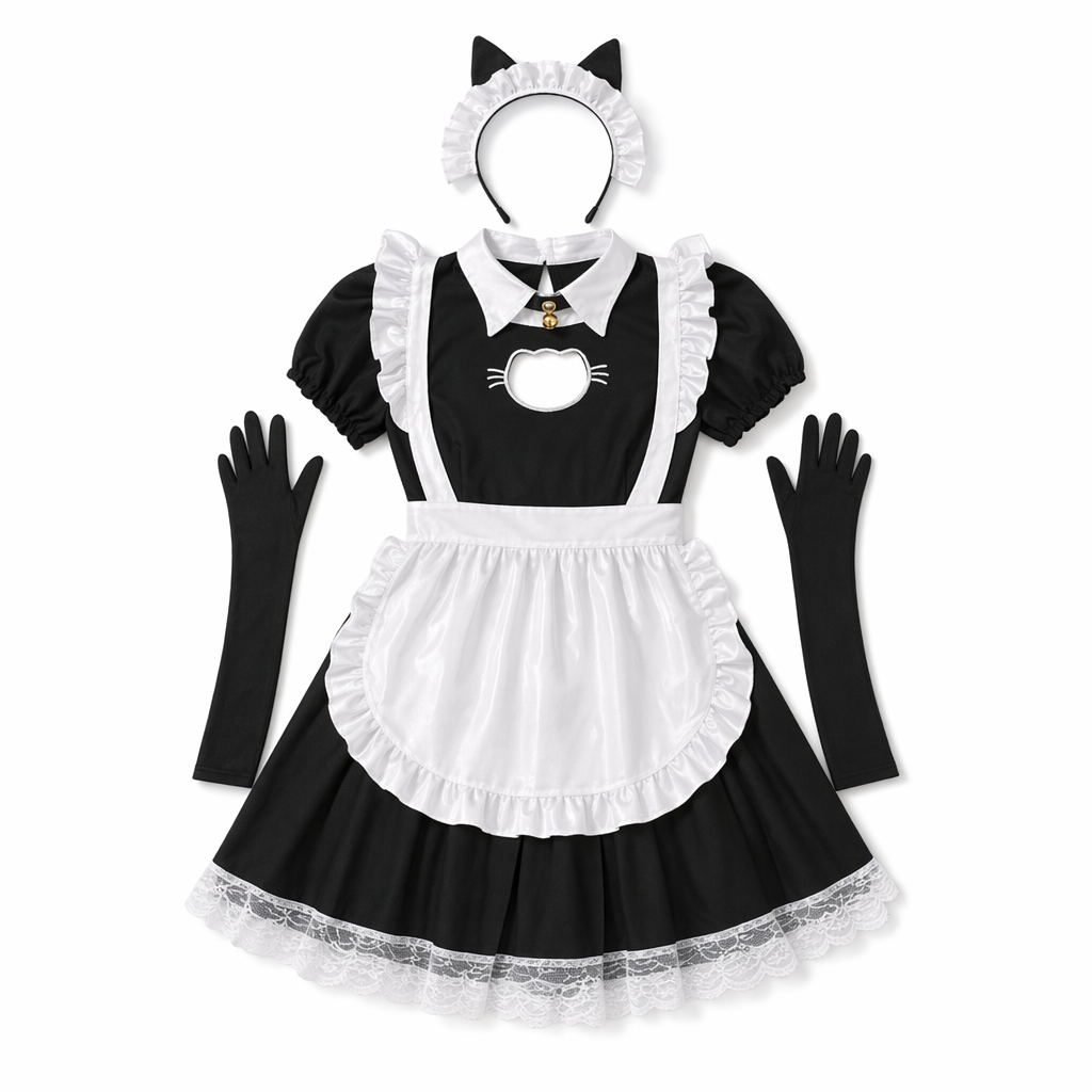 Cute Lolita Cat Maid Costume Black
