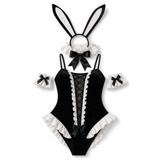 Velvet Lolita Bunny Cosplay: Ruffled Strap One-piece M