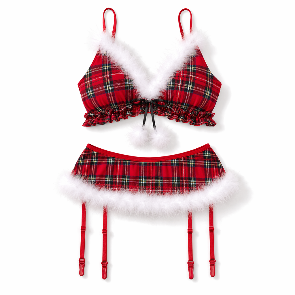 Santa Claus Plaid Set Red
