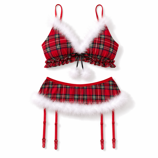 Santa Claus Plaid Set Red