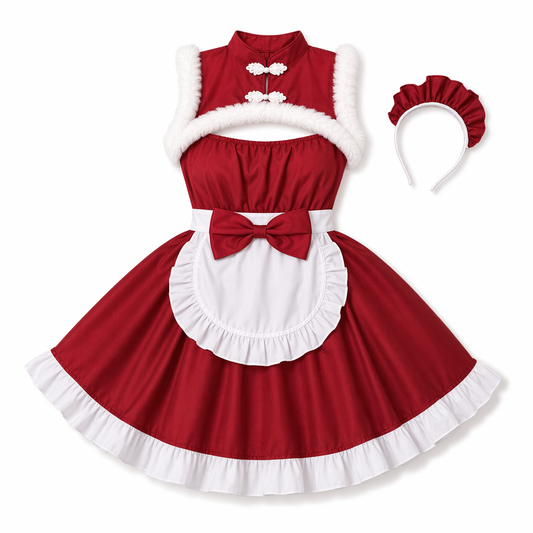 Daring Elf Costume in Cute Maid Style Red