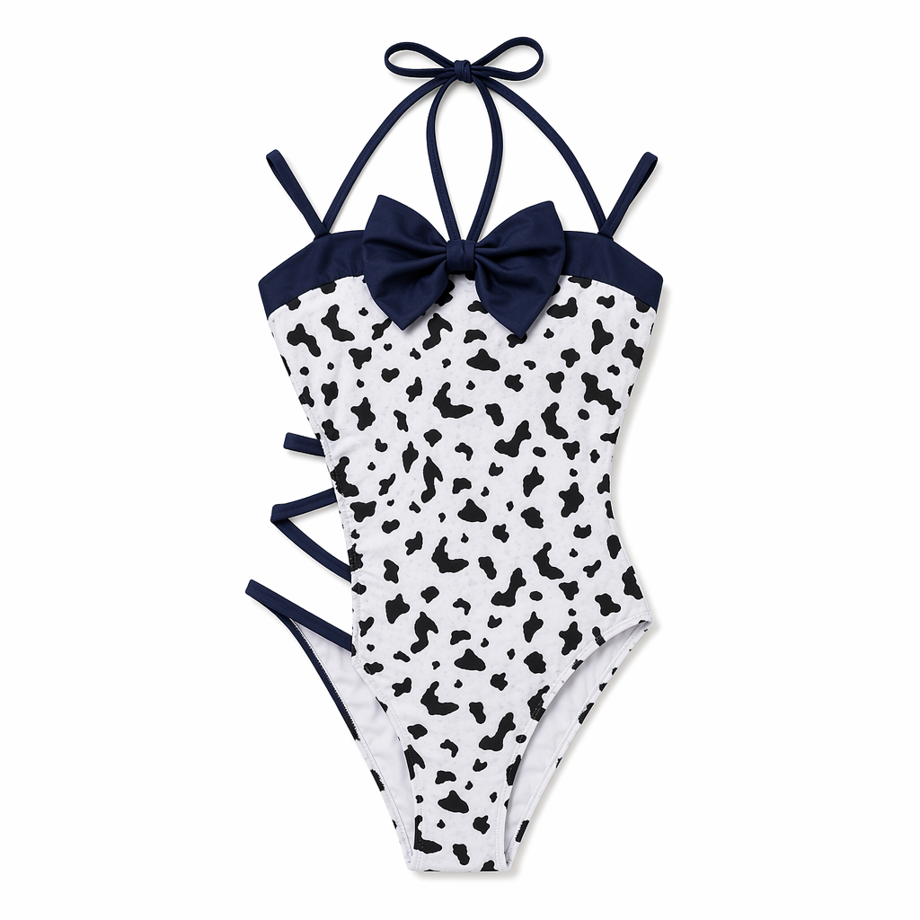Amorino Anime Cow Print Cosplay Bodysuit Blue