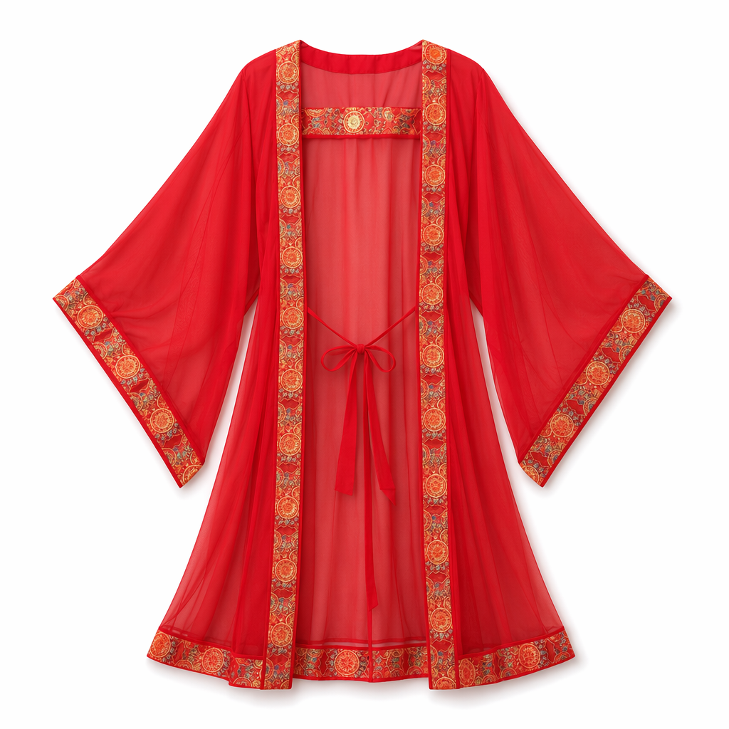 Traditional Japanese Embroidered Kimono Robe L
