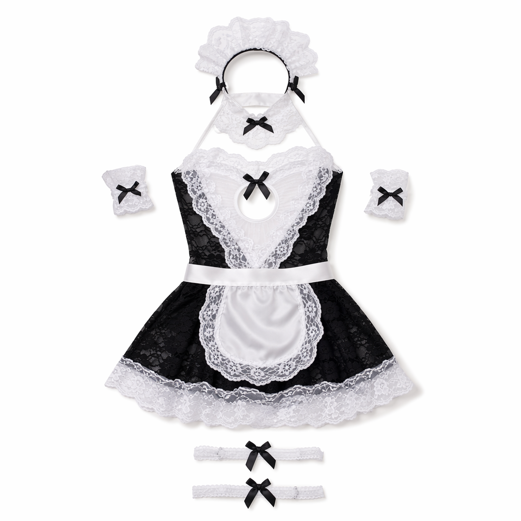 Lace French Maid Costume: Irresistible, Anime-inspired. Black