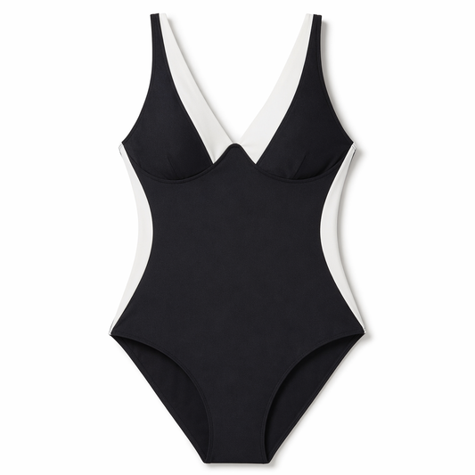 Amorino Plus Size V-Neck Swimsuit Black