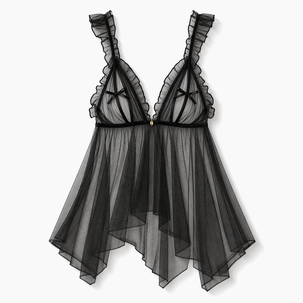 Mesh Peek-A-Boo Cami Black
