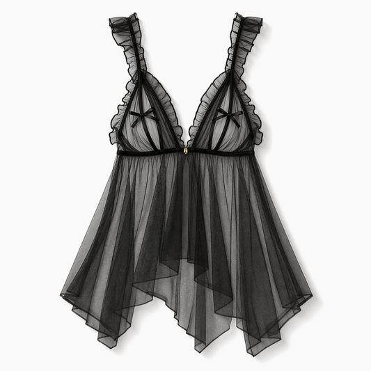 Mesh Peek-A-Boo Cami Black