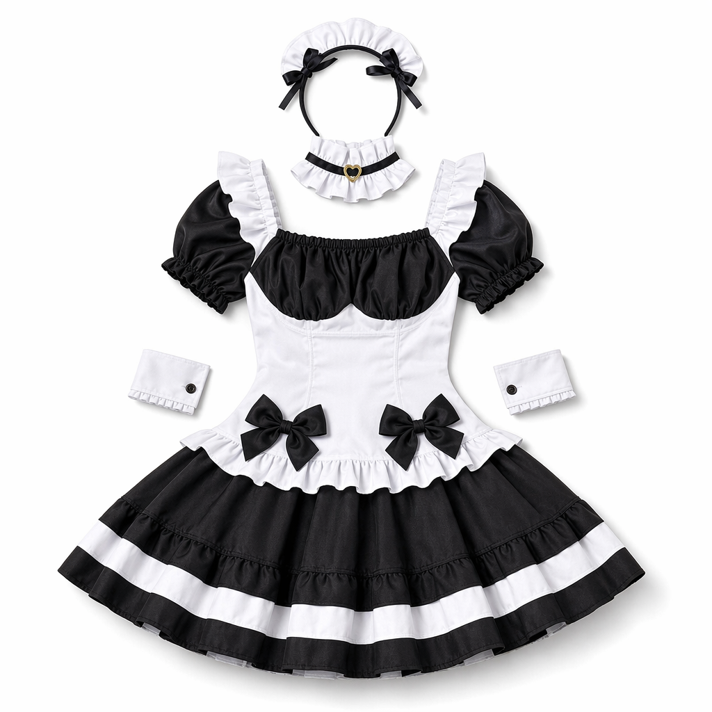 Gothic Lolita Anime Maid Costume Black
