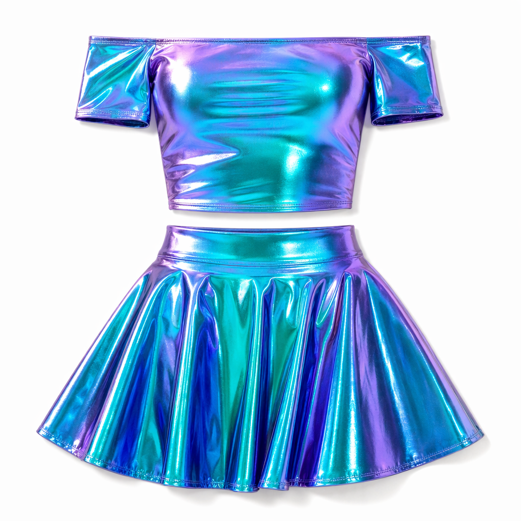 Holographic Rave Skirt Set Holographic Blue