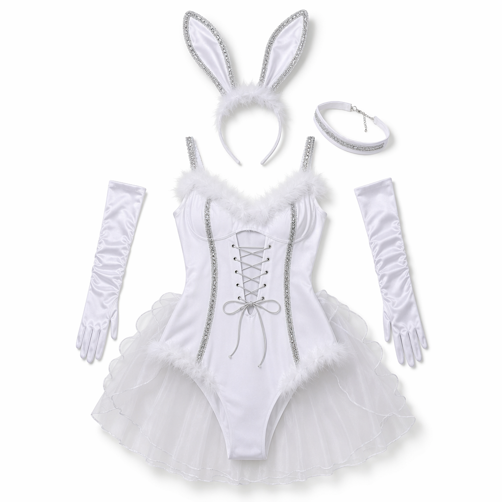 Irresistible Furry Bunny Girl Costume White