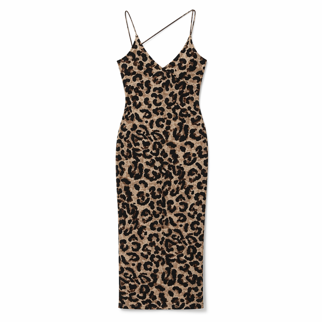Animal Print V-Neck Cami Dress Leopard